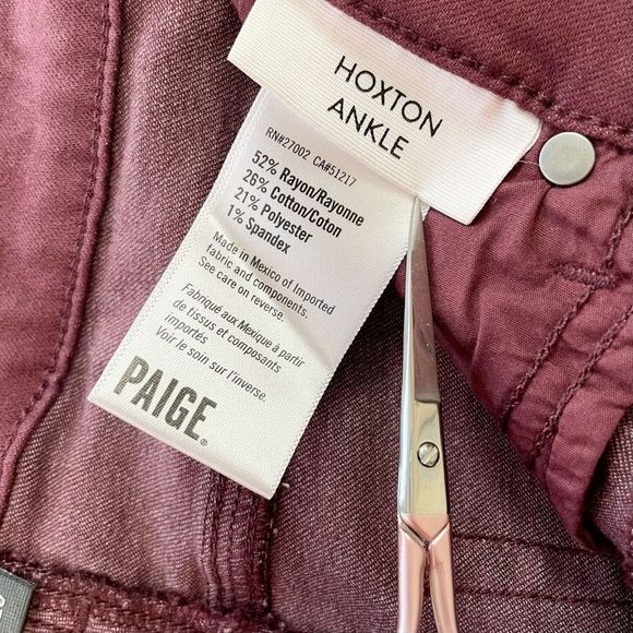 PAIGE Hoxton Ankle Skinny Jean High Rise Stretch Midnight Affair Burgundy 25 NWT - Picture 8 of 10